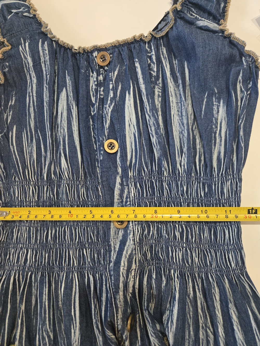 Smocked Navy Blue Tiered Maxi Dress with Button Front - Picture 8 of 10